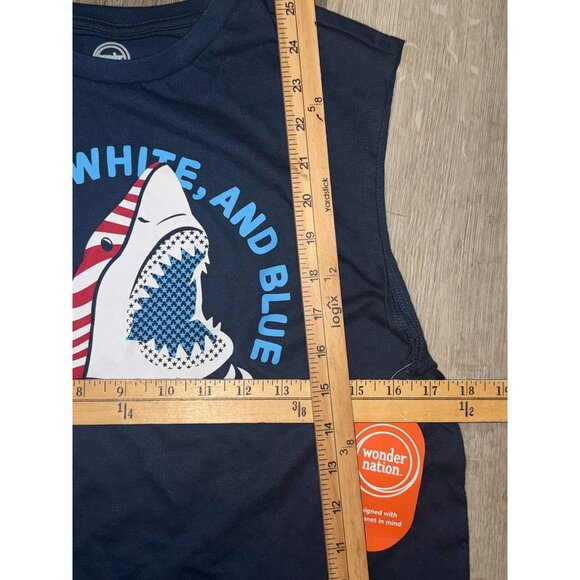 Wonder Nation Boys Shark Tank Top XXL Navy Sleeveless Tee - Picture 5 of 5